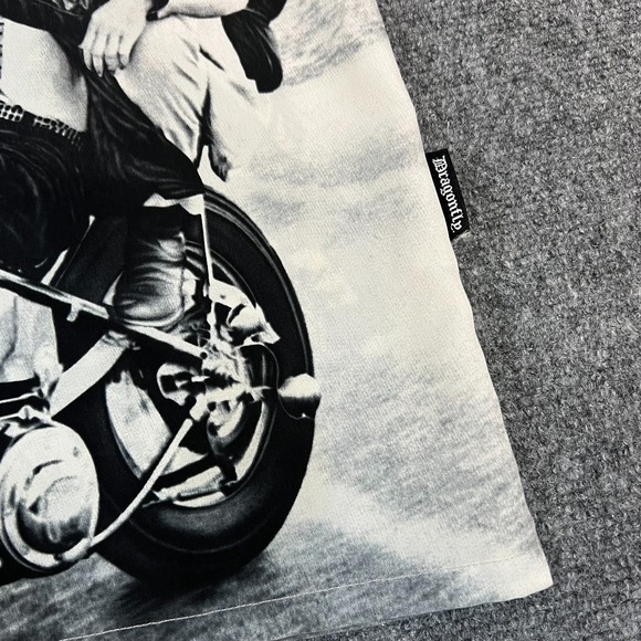 Men's Vintage Dragonfly Easy Rider Motorcycle AOP SS Button Up Shirt Black M - Picture 8 of 10